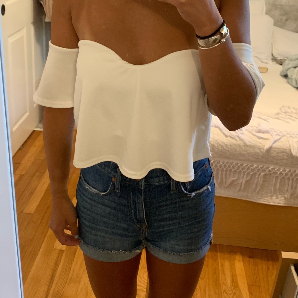 BooHoo off the shoulder white top